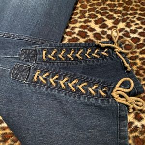 CACHE Stretchy Skinny Jeans w/ tan ankle ties sz12